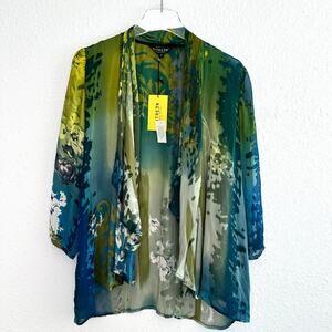 Citron Santa Monica Open Front Top Women Small Multi Silk Blend Art to Wear‎ NWT